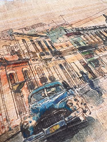 Havana Cuba Street Painting Sketch Printing On Authentic Egyptian Papyrus Paper - Best Gift For Cuba Fans - Unframed - Frameable - 11.2X8.5 Inches #TOP2