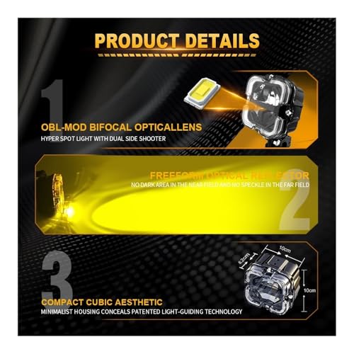 Phare de moto antibrouillard 12V avec projecteur double couleur