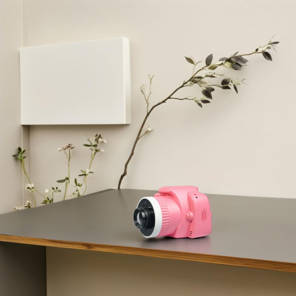 HOMSFOU Kinderkamera mit Projektorleinwand und Musikwiedergabefunktion Tragbare Kunststoffkamera für 1080p Video und Ai Fotobearbeitung fürs Camping