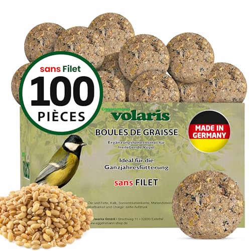 Eggersmann volaris Lot de 100 boules de graisse sans filet - 9 kg - Nourriture riche en nutriments pour oiseaux sauvages - Boulettes d'oiseaux