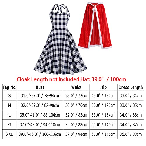 Fantasia Cindy Lou Who para mulheres adultas, fantasia de Sra. Papai Noel vestido xadrez sem mangas