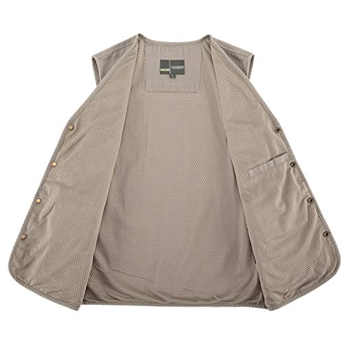Flygo Men's Casual Cotton Outdoor Work Safari Travel Photo Vest with Multi Pockets2