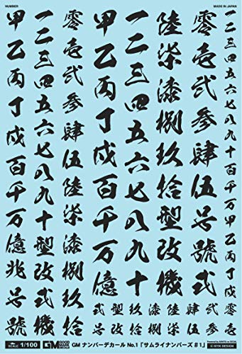 GM-019 1/100 GMナンバーデカール No.1「サムライナンバーズ #1」ダークグレー