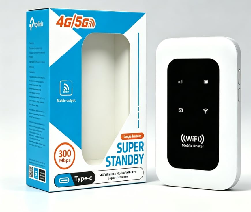 Router WiFi Portátil 4G LTE Hotspot Móvil, Admite 28 Dispositivos, Batería 2100mAh 10 Horas de Autonomía, Dispositivo de Internet Portátil para Viajes y Trabajo
