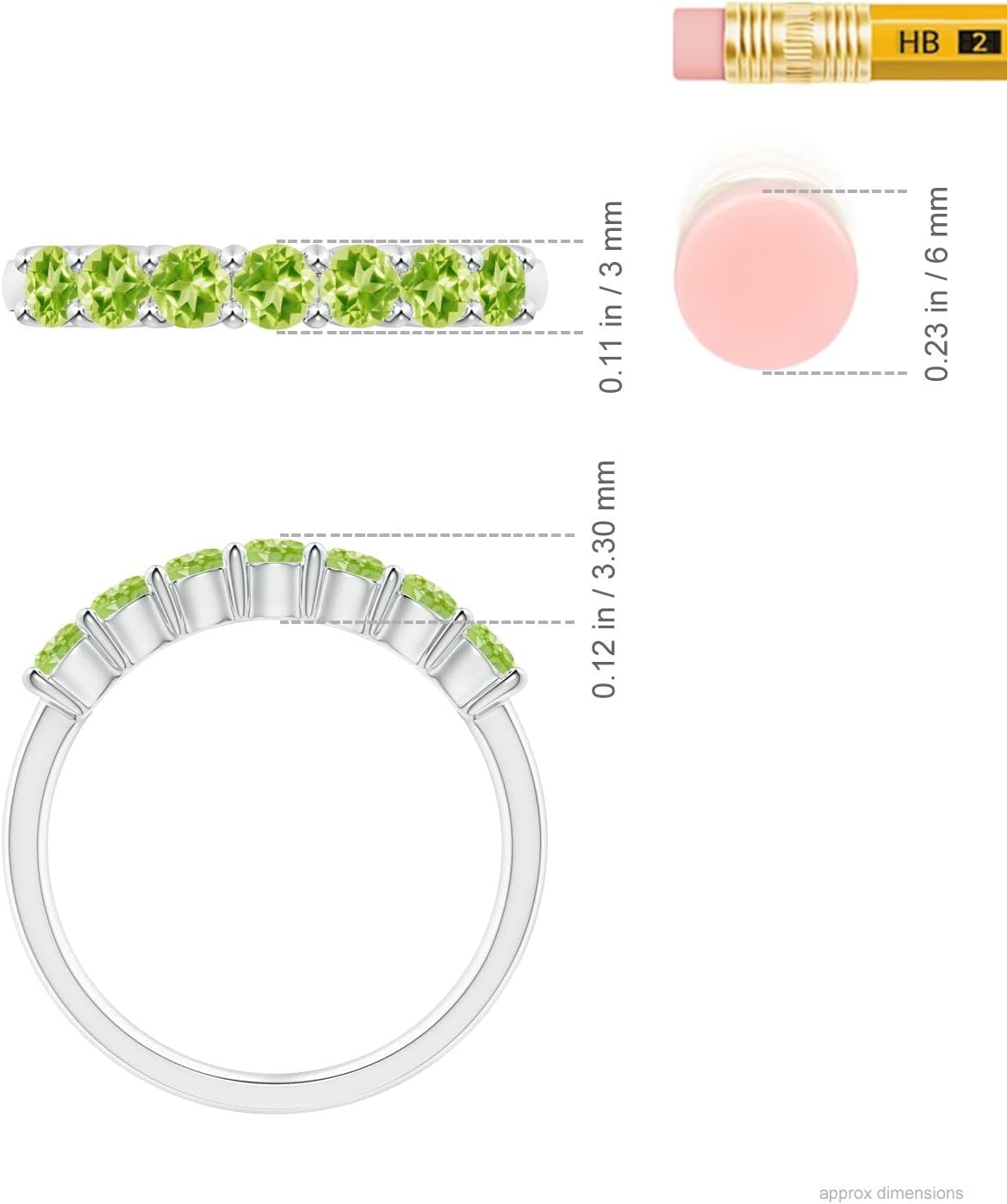 Angara Natural Peridot Wedding Ring for Women | Half Eternity Seven Stone Peridot Wedding Ring in 14K Solid Gold/Silver/Platinum | August Birthday, Anniversary, Gemstone Jewellery Gift