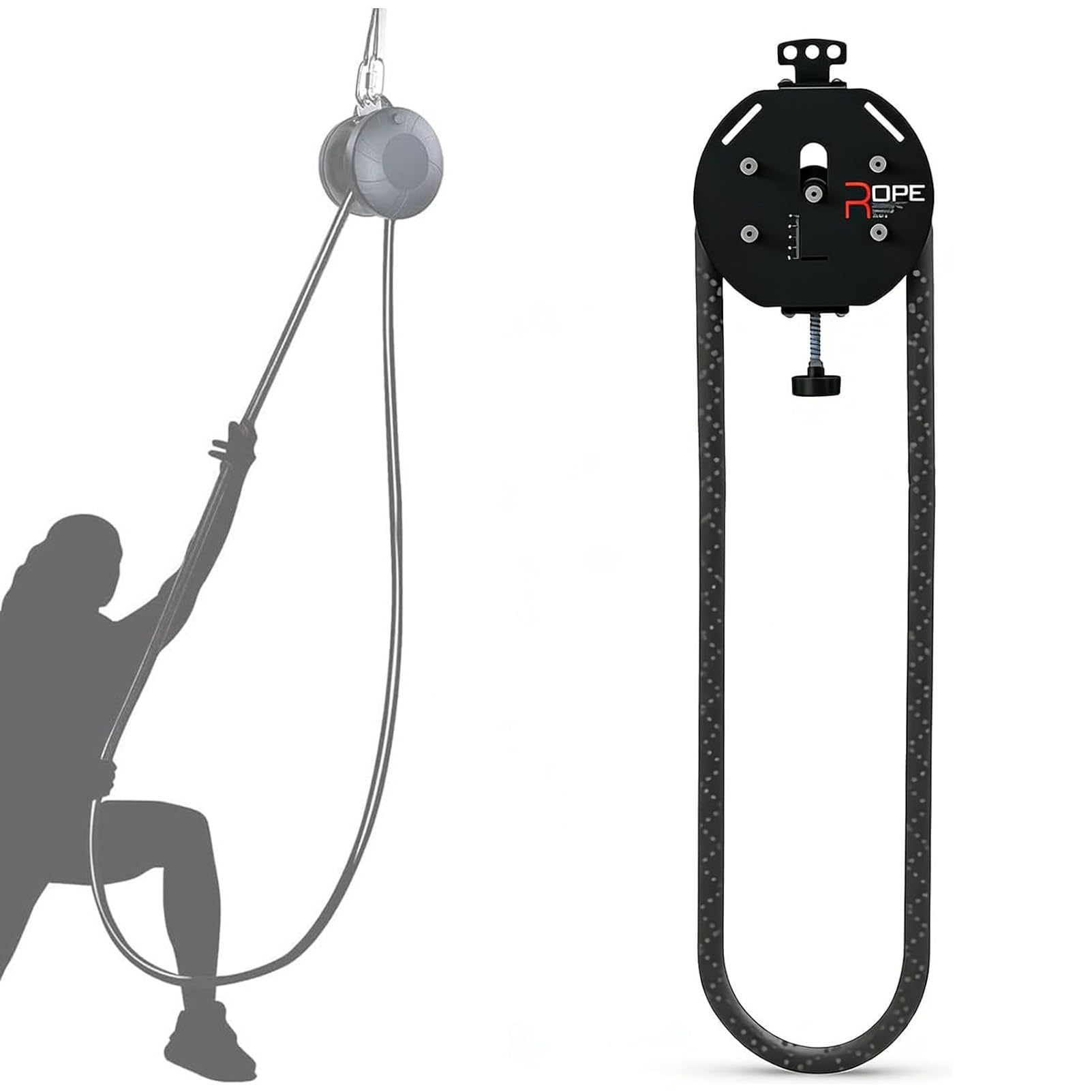 Ofyphth Endless Rope Trainer, Full-Body Workout Tool, Adjustable Resistance up to 30kg, Portable Pulley Cable Machine, for Muscle Endurance, Upper Aerobic Exercise Extremity Training. Black