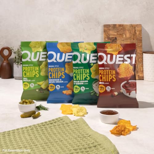 Image of Quest Nutrition Cheddar & Sour Cream Protein Chips, 19g Protein, 4g Net Carbs, Low Carb, Gluten Free, 1.1 oz, 4 count