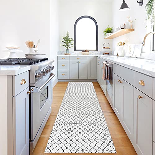 Iohouze Boho White Runner Rug -2'X8' Cotton Woven Indoor Outdoor Carpet Rugs Mats,Black White Runners For Hallways, Machine Washable Runner Rug For Kitchen Bedroom Living Room Laundry Entryway #TOP6