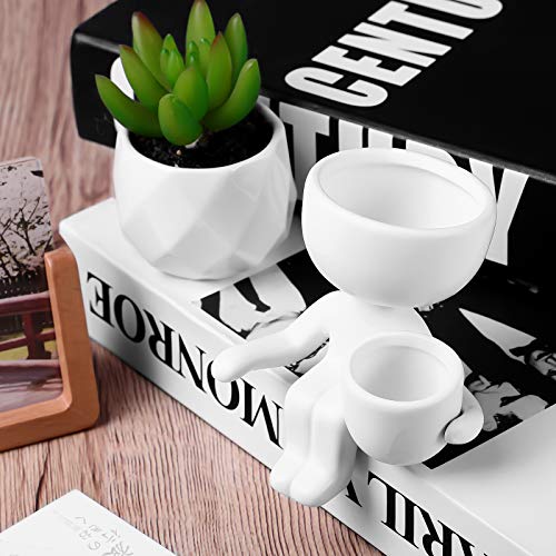 Wakauto Vaso de Cerâmica Suculenta, Criativo, Formato Humano, Pequeno Vaso de Cerâmica, Mini Planta