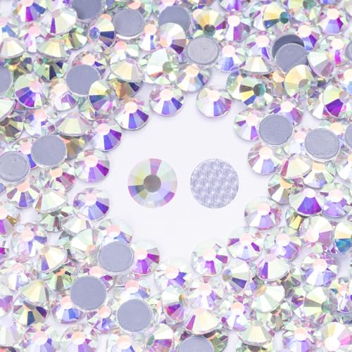 Image of Hotfix Rhinestones Bulk 3000PCS SS8 (2.3-2.5mm), Crystal AB Glass Rhinestones for Clothes, Tumblers, Shoes DIY, Heat Transfer Flatback Gems for Crafts & Decoration