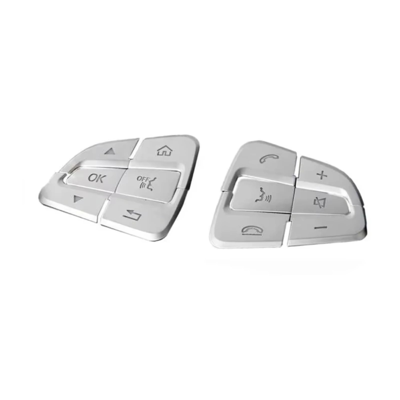 Car Button Decals Compatible with Benz for W205 for GLC X253 for Vito W447 Car Steering Wheel Button Cover Stickers Trim Accessories(Silver)