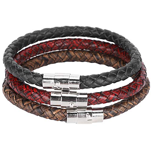 Atyhao Bracciale in Pelle Intrecciata 3 Pezzi