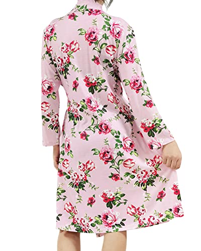 Image of SUFEINI Maternity Robe and Matching Baby Swaddle Blanket Set, Mommy Robe with Receiving Blanket Girls Boys Sleepwear