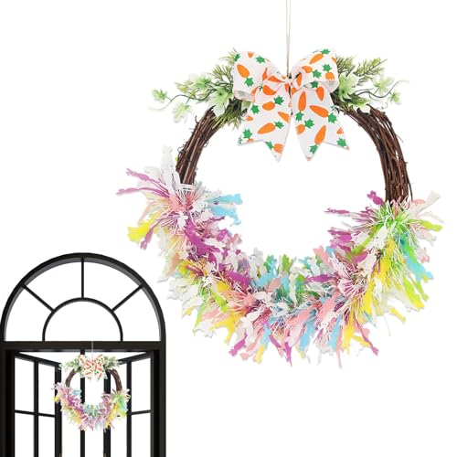 Kustimantu Corona di Pasqua,Corona di Porta di Pasqua | Corona di Ghirlanda all'aperto,Ornamenti di Corone Pendenti da 16 Pollici Decorazione Ghirlanda di Uova di Pasqua per la decorazione