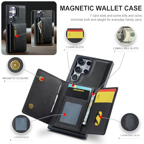 Coque iPhone 17 Air en cuir magnétique avec fermeture éclair et support - 6