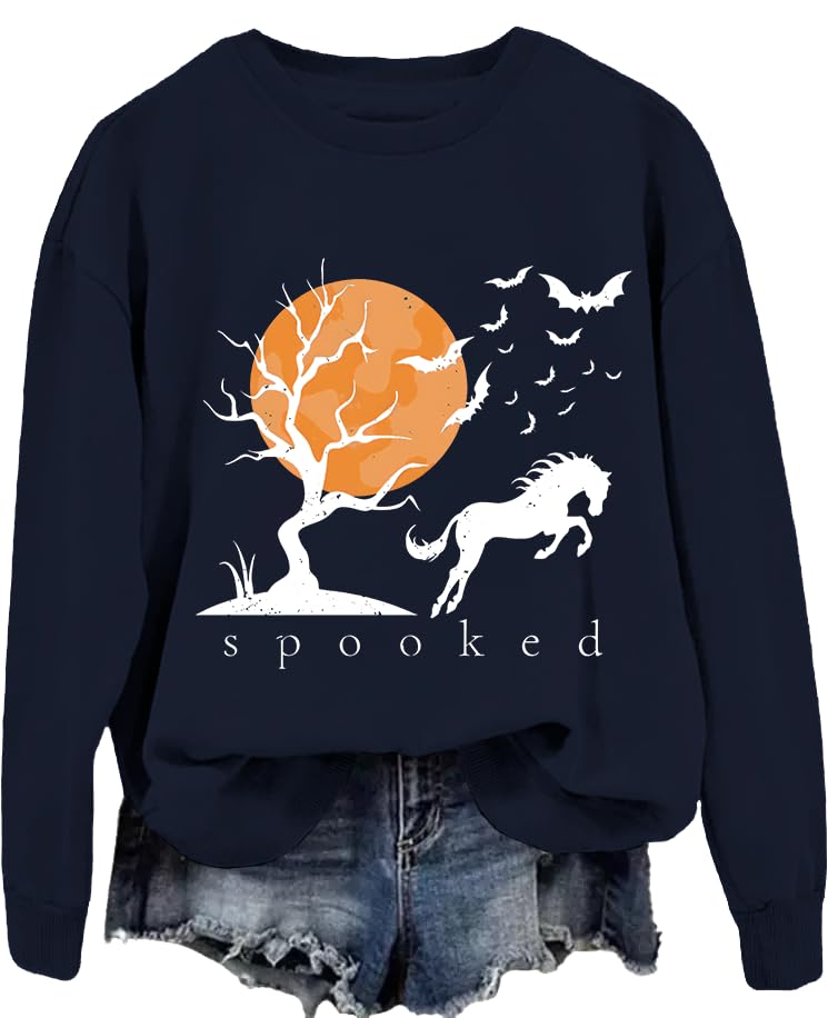 Spooked Horse Sweatshirt for Women Halloween Horse T-shirt Unisex Shirts