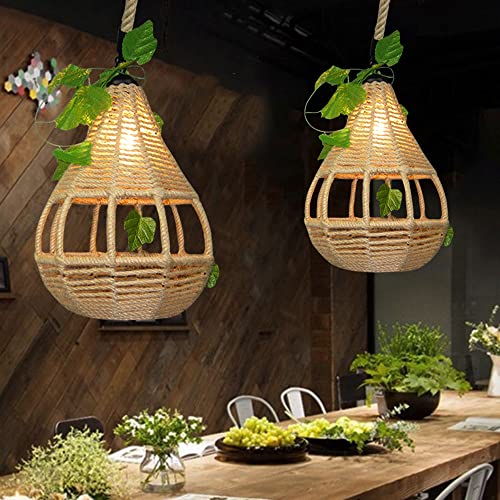 Suspension style industriel tissé à la main en corde fine E27