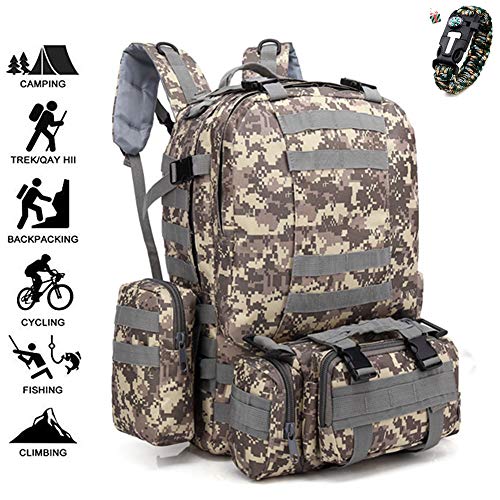 Morbuy Multifunción 4 en 1 Mochila Táctica Militar Impermeable de 55L para Marcha