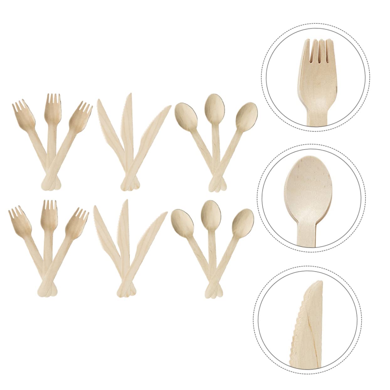 HOLIDYOYO 18pcs Wooden Cutlery Set Disposable Forks Spoons and Knives for Parties Picnics and Events Party Supplies for Convenient Use