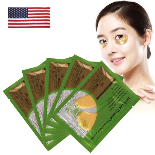Baisidai Pack of 10/20/30/40 Pairs Collagen Crystal Eye Mask Eyelid Patch Deep Moisture Anti Wrinkle (10PCS, Gold)