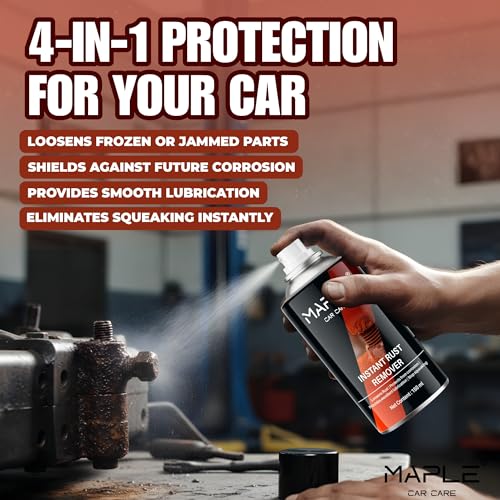 Image of MAPLE Car Care Instant Rust Remover Spray 150ml | Fast-Acting Rust Removal & Anti-Corrosion Lubricant | Cleaner Spray For Iron, Steel & Metal| Loosens Jammed Nuts, Bolts, Tools, Bike Chain & Car Parts
