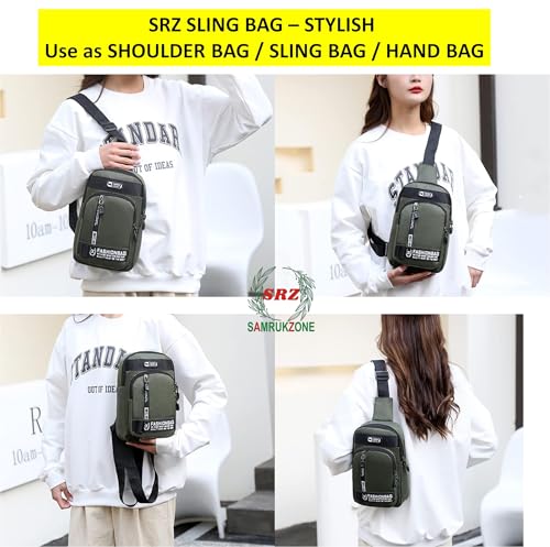 Image of SRZ Crossbody Sling Bag for Men, Women, Water Resistant, Oxford Material, 4 Pockets, Earphone Hole