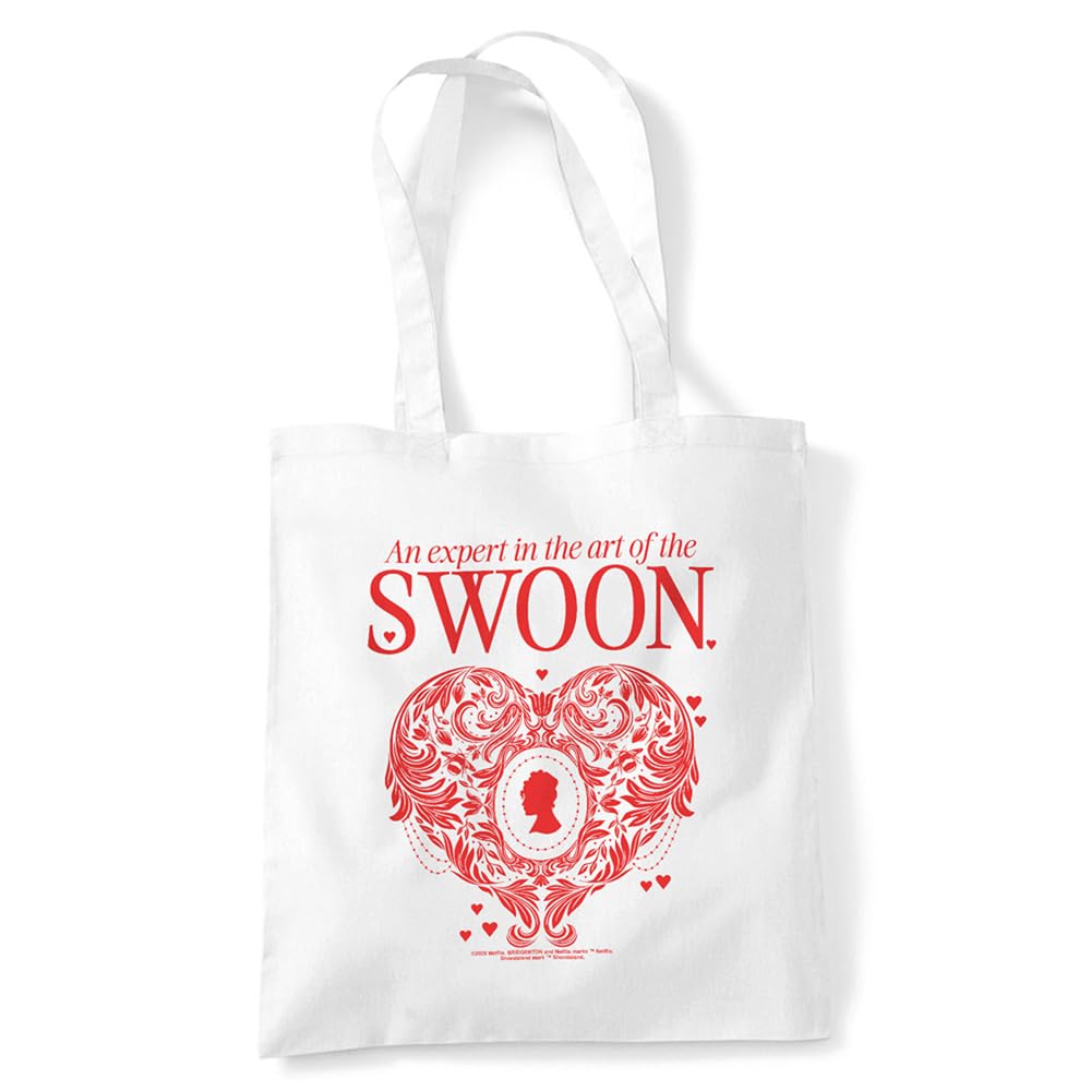 Bridgerton An Expert In The Art Of Swoon Grocery Travel Reusable Tote Bag, White