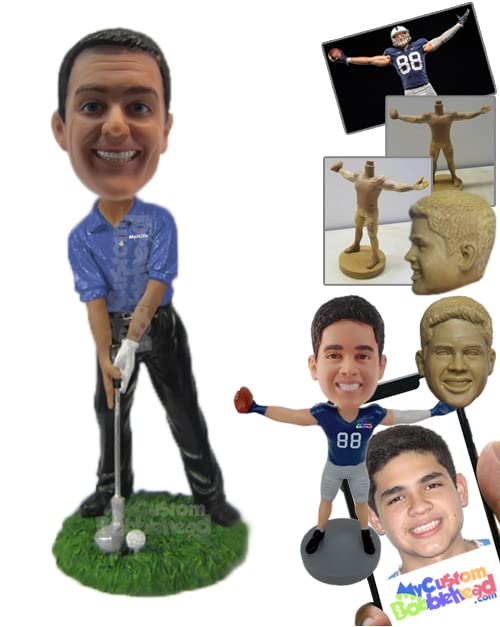 Custom Bobblehead Classic Golfer Ready to Hit The Golf Ball - Sports & Hobbies Golfing Personalized