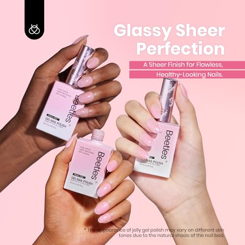 Image of Beetles Nude Pink Gel Nail Polish Set, 6 Colors 15ML HEMA-Free Pink Jelly | Full Size Sheer Gel Polish Translucent Nail Concealer High Gloss Soak Off UV Salon Colorful Bottle Gel Gift