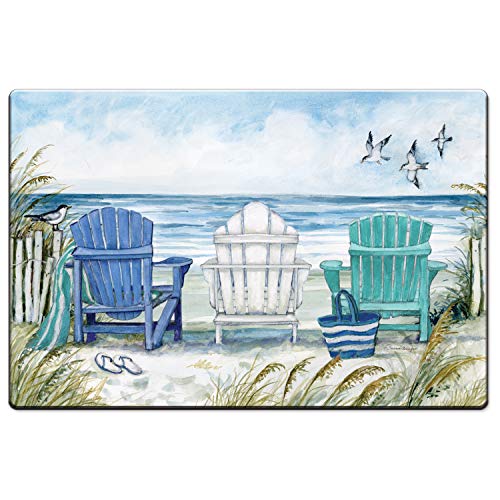 CounterArt Adirondack Chairs 30” x 20” Decorative Vinyl Comfort Floor Mat Manufactured in The USA, Waterproof, Reduces Muscle Fatigue, Easy to Clean