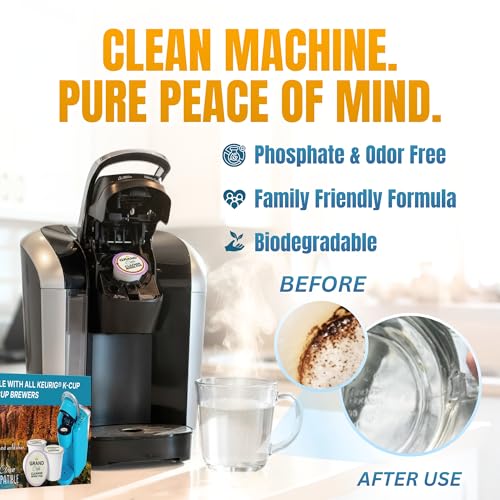 Image of Grand Cafe Keurig Cleaning Pods (20 Pack) - K Cup Cleaner & Rinse Pods for Keurig, Descaler for Coffee Machines, Coffee Maker Descaling Kit, 1.0 & 2.0 Compatible
