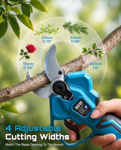 Image of SEESII Electric Pruning Shears, 1.6 inch Cut Cordless Pruner, 2x4.0Ah Batteries