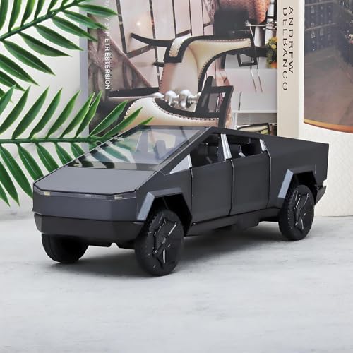 Image of PLUSPOINT Diecast Cybertruck Model Car 1 /36 Toys With Lights Die Cast Cyber Cars Pull Back Metal Model Toy Trucks And Pickup Truck Toys For Kids And Cyber Truck Enthusiasts, Black