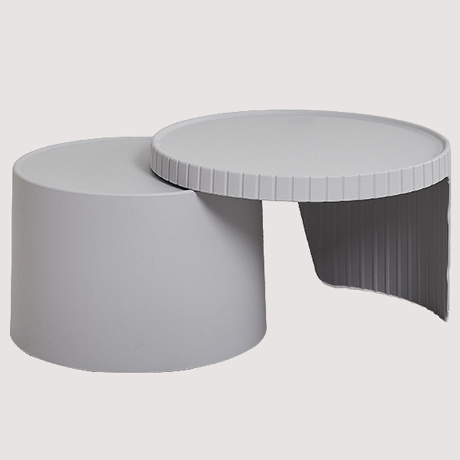 SXZenSpace Nesting Coffee Table Set of 2, Circle Side Modern, PP Material, No Need Assembly, for Living Room, Bedroom Balcony(Grey)