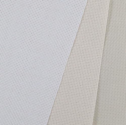 Image of KCS 3 pc of 15 inch x 18 inch(38cmx45cm) Counted Cross Stitch Cotton Aida Cloth Needlework Rolled Fabric Box,18CT,Pearl Grey+White+Ecru