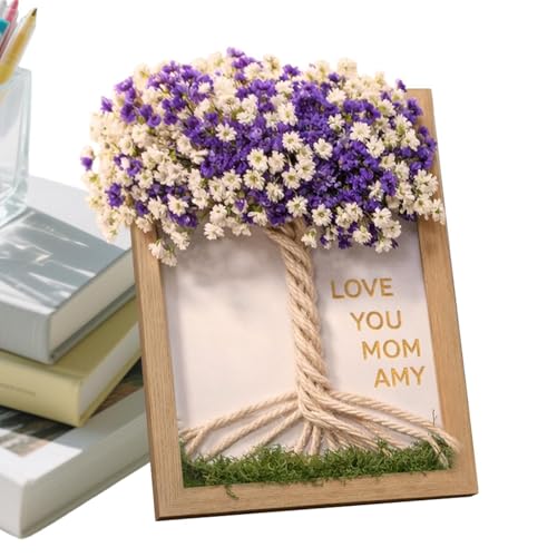 Marco de fotos familiares - Día de la Madre Decoración Del Hogar Madera | Marco de fotos de mesa floral seco - para cabello, estudio, dormitorio, sala de estar, pasillo, fiesta de cumpleaños