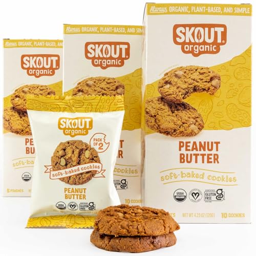 Skout Organic Peanut Butter Cookies (3 Pack) | Soft Baked