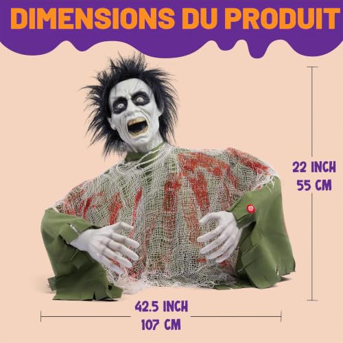 Zombie Groundbreaker Halloween animé avec sons effrayants et yeux LED