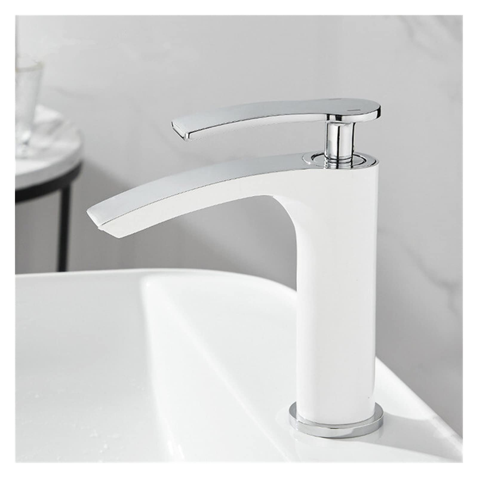 Mooilko Bianco Bathroom Faucet Brass Gold Black Bathroom Basin Faucet Cold And Hot Water Mixer Sink Tap Deck Mounted White Gold Tap Easy To Install(Bianco)