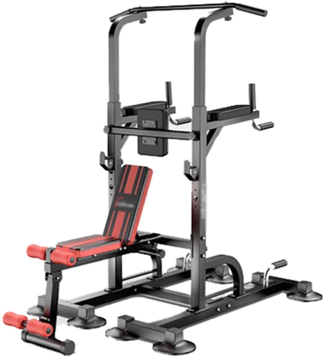 LAZNG Body Building Training Exercise Equipment Power Tower Dip Station, Dip Station with Sit up Bench, Home Gym Strength Training Dip Stands, for Strength Training, Workout Abdominal Exercise