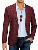 COOFANDY Mens Casual Sport Coat Modern Fit Blazer Premium Office Casual Business Suit Jacket Burgundy