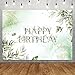MAQTT 7X5FT Happy Birthday Party Background Sage Green Eucalyptus Leaves Backdrop Boy Girl Women Party Banner Decorations