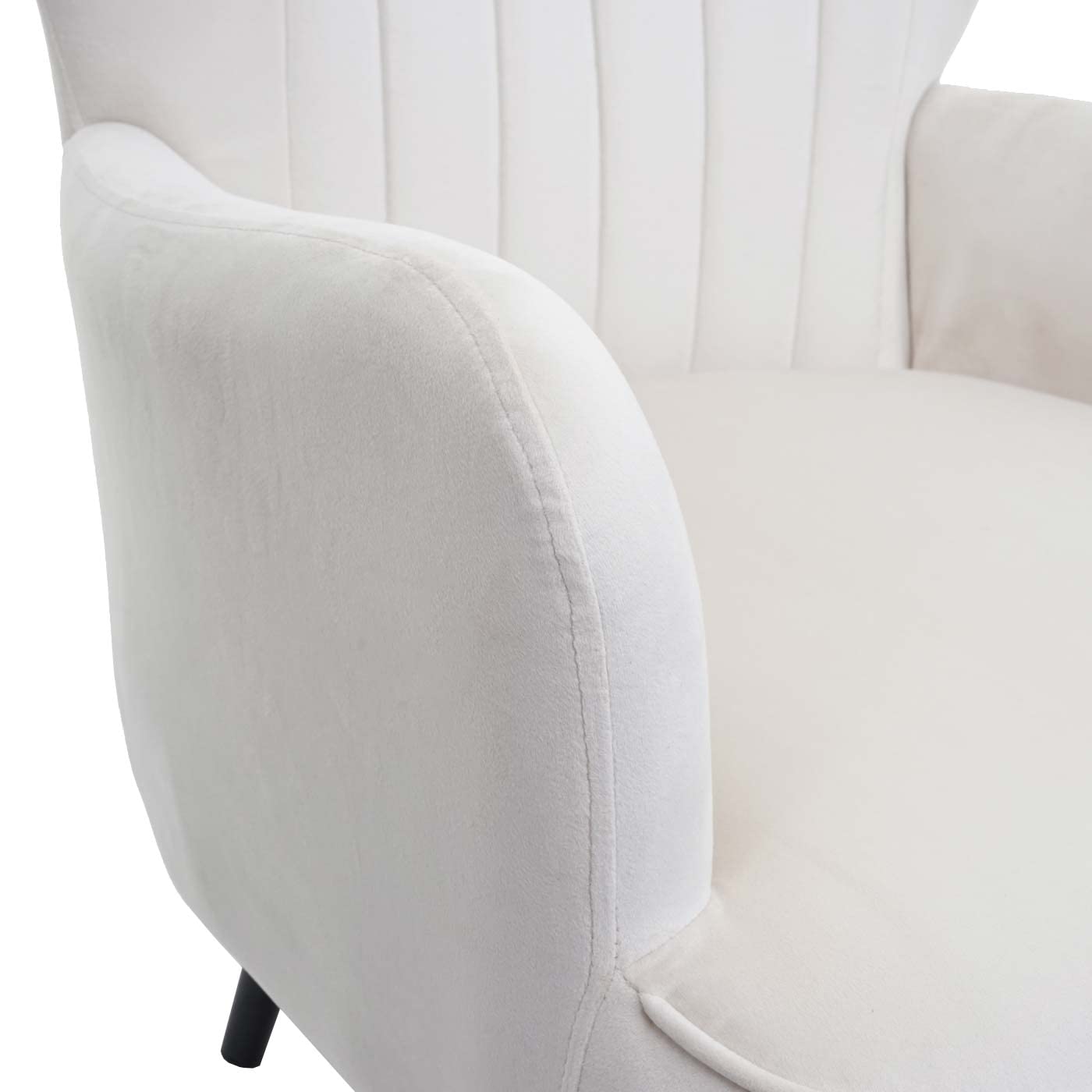Mendler Lounge-Sessel HWC-K37, Cocktailsessel Polstersessel Sessel, Samt (280g/m²) - Creme-beige