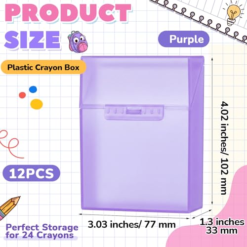 Image of Clabby 12 Pcs Clear Plastic Crayon Boxes Hold 24 Count, Purple