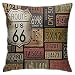 zsst Housse de coussin carrée Route 66 - 45,7 x 45,7 cm - Pour canapé, chambre à coucher, décoration d'intérieur