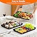 SpaceTrove 4-Pack Serving Tray Set, Reusable Plastic Serving Platter for Party Supplies, Entertaining, Grilling Accessories, Stackable Kitchen Snack Box Container for Dessert, Fruit, Cookie, (Black)