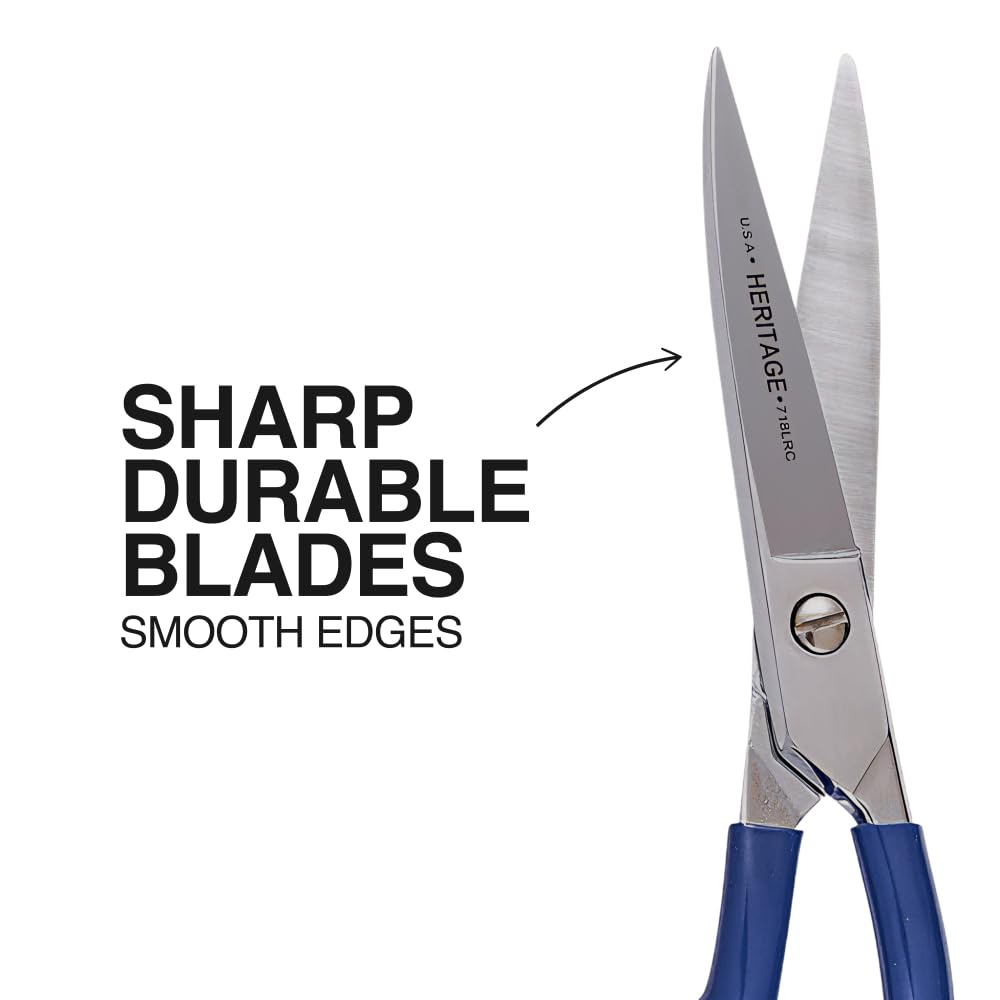 Klein Tools G718LRC Heavy-Duty Carpet Shear, Made in USA, 9-Inch Nickel-Plated Scissors with Offset Curved Handles - Image 3