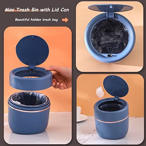 Mini caneca de basura con tapa negra para escritorio miniatura 6