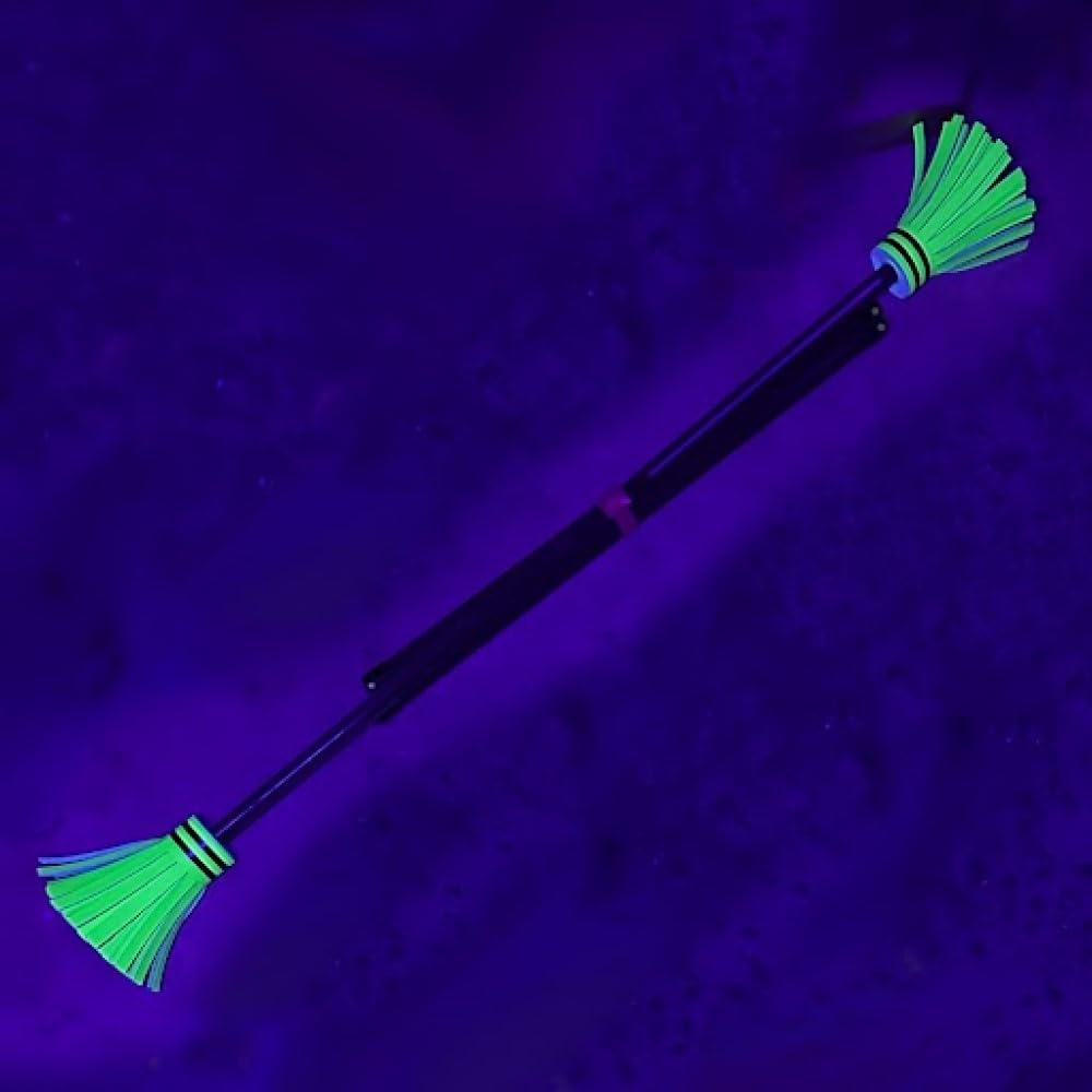 Z-STIX Juggling Flower Sticks-Devil Stick and 2 Hand Sticks, Beginner Friendly - UV Reactive Sport Line (Black Stick with UV Green Flowers)