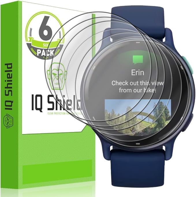 IQShield 6 Pack for Garmin Vivoactive 6/Vivoactive 5 42mm Screen Protector: Clear TPU Film, Bubble-Free Installation, Scratch-Resistant, Case Friendly, Self-Healing, HD Clarity for Ultimate Protection